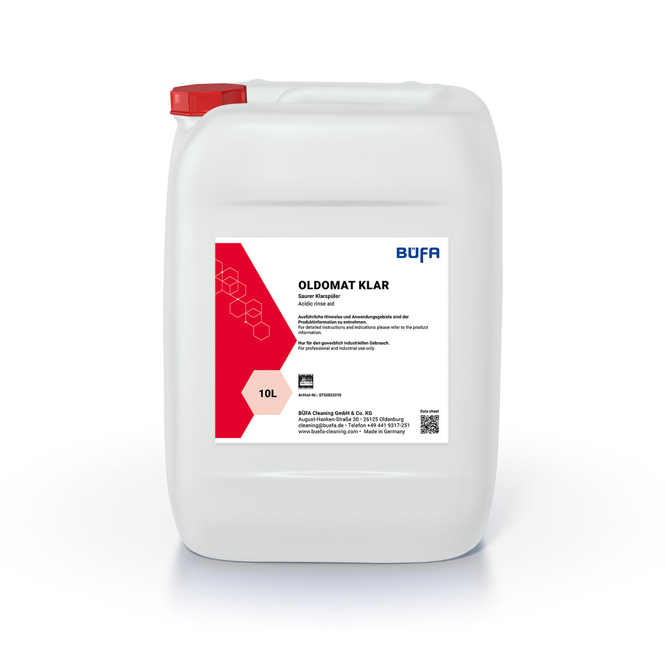 Oldomat Clear: Zuur spoelglansmiddel 10 L - BÜFA