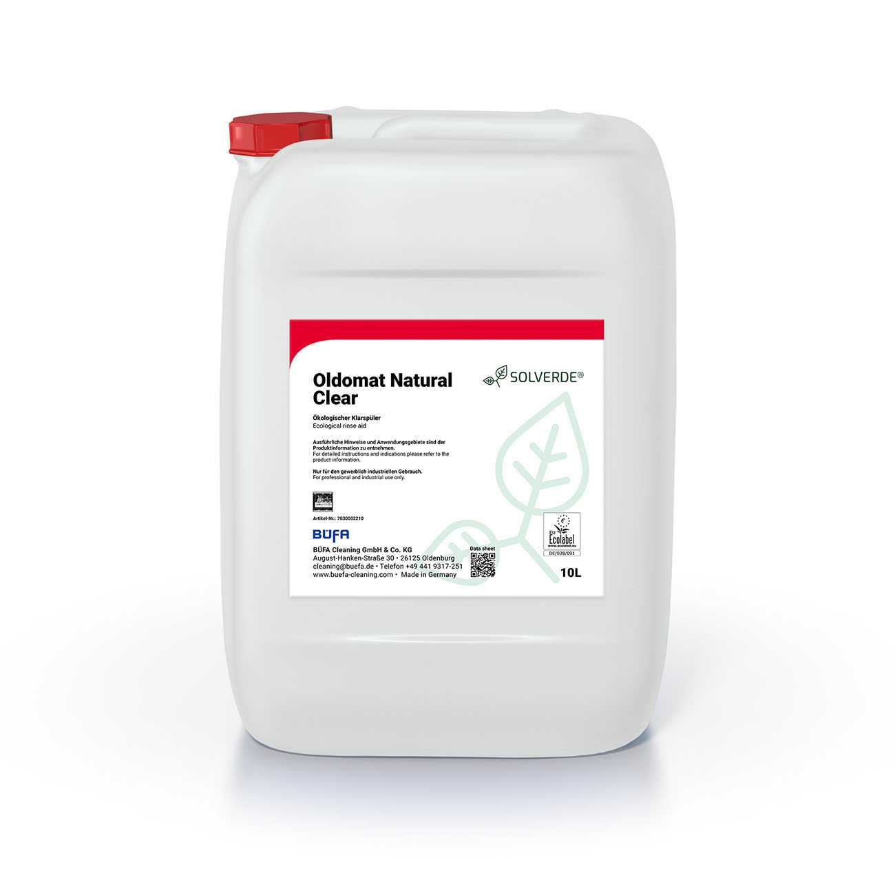 Oldomat Natural Clear: Zuur spoelglansmiddel op basis van plantaardige grondstoffen 10 L - BÜFA